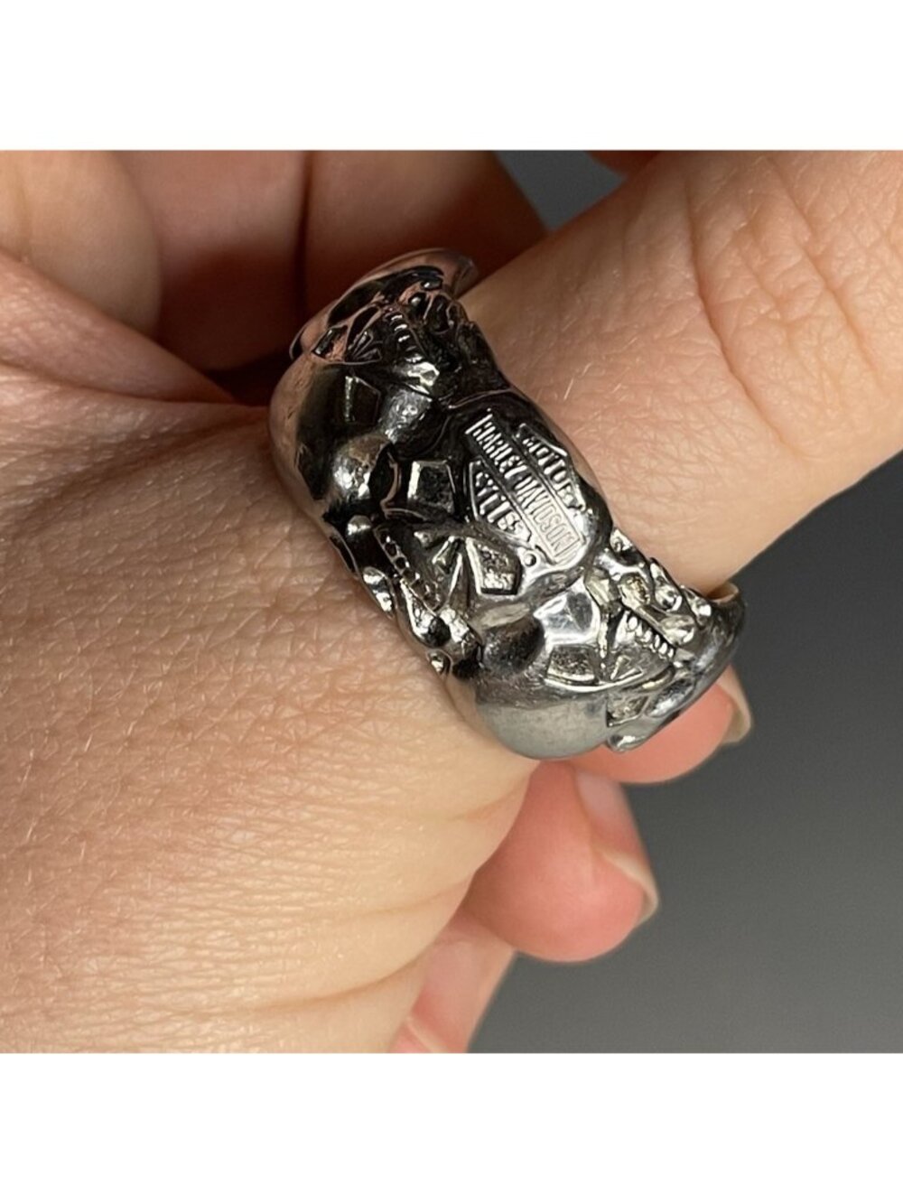 Size 14.5 Harley Davidson MOD Stainless Steel Skull Ring Biker Jewelry Memento